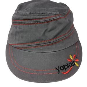 Yoplair Cadet Army Cap Gray One Size Adjustable Embroidered Floral BDA Cotton